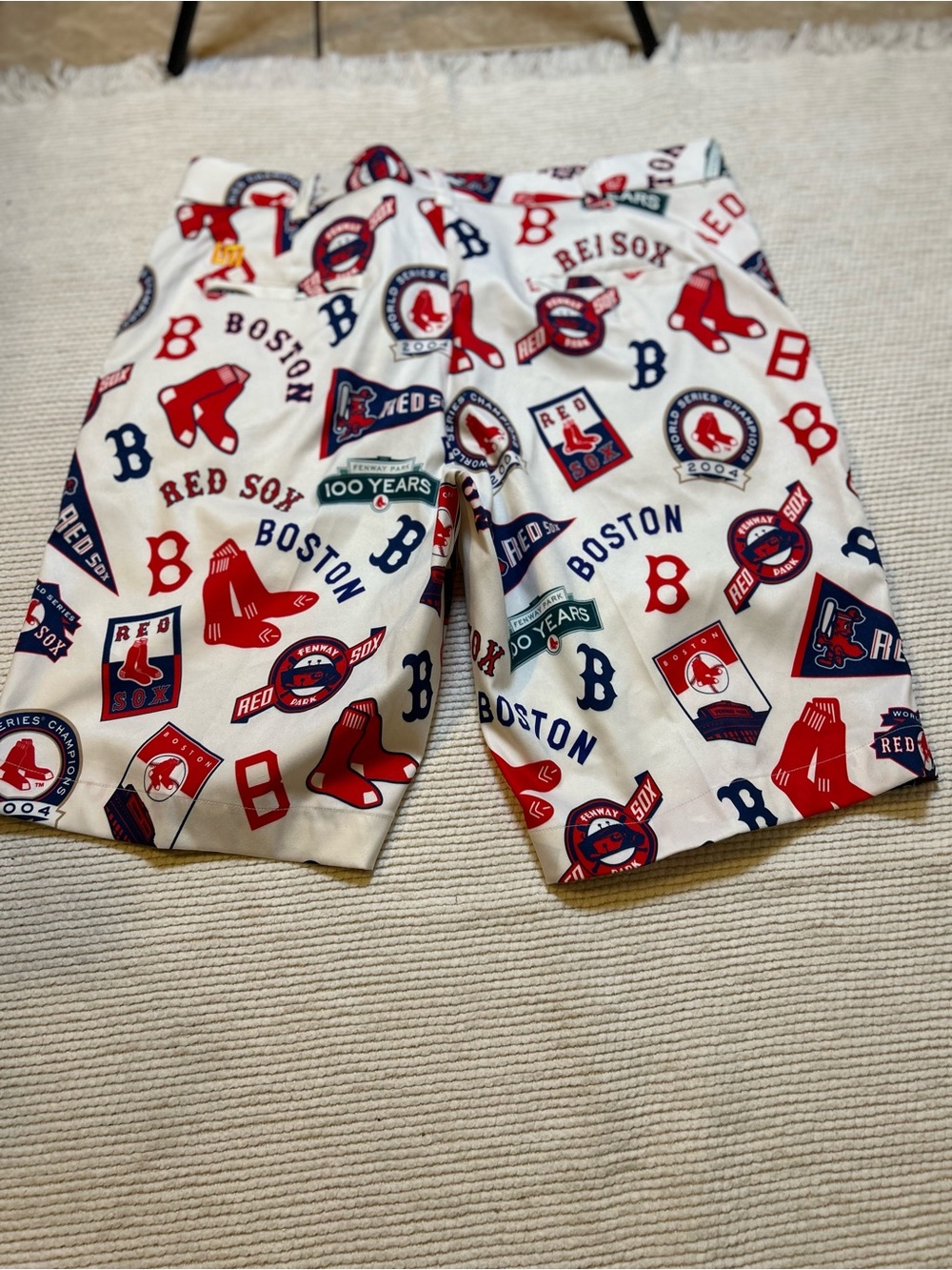 Loudmouth Men’s Boston Red Sox White Red Navy Patterned Athletic Shorts - Picture 2 of 8